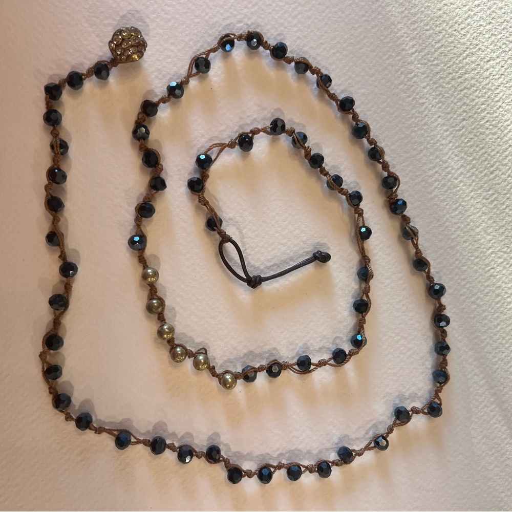 Elegant Black and Gold Beaded Necklace/wrap bracelet